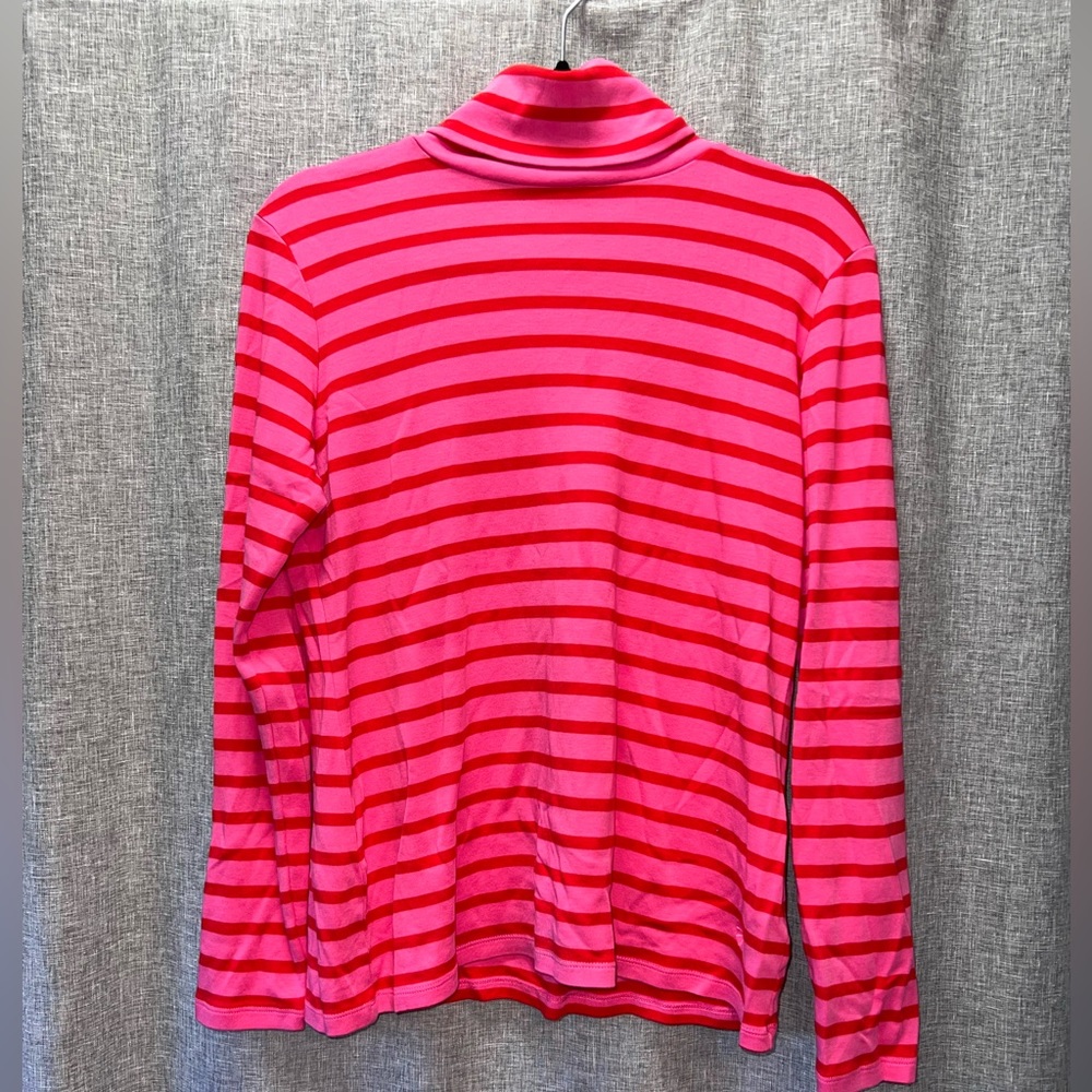 Women's Isaac Mizrahi turtleneck pink and red stripe relaxed fit Small
